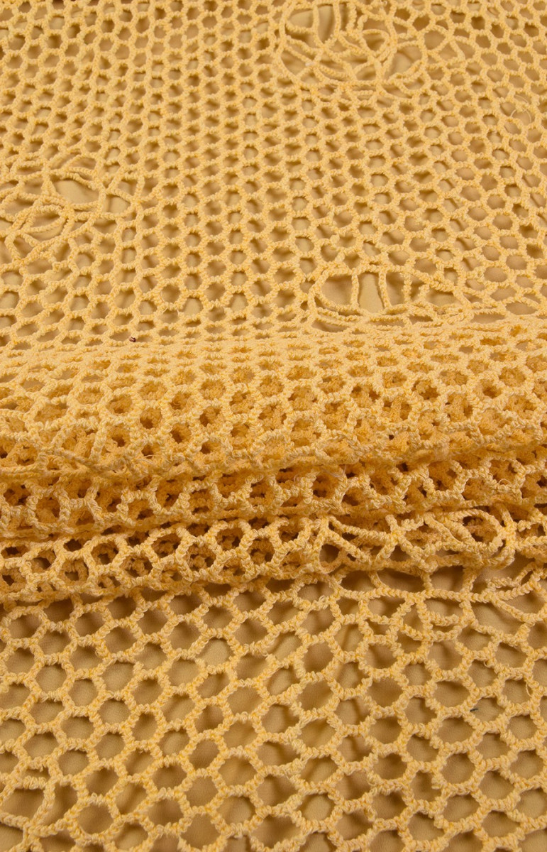 Guipure hálós sárga kupon 110cm