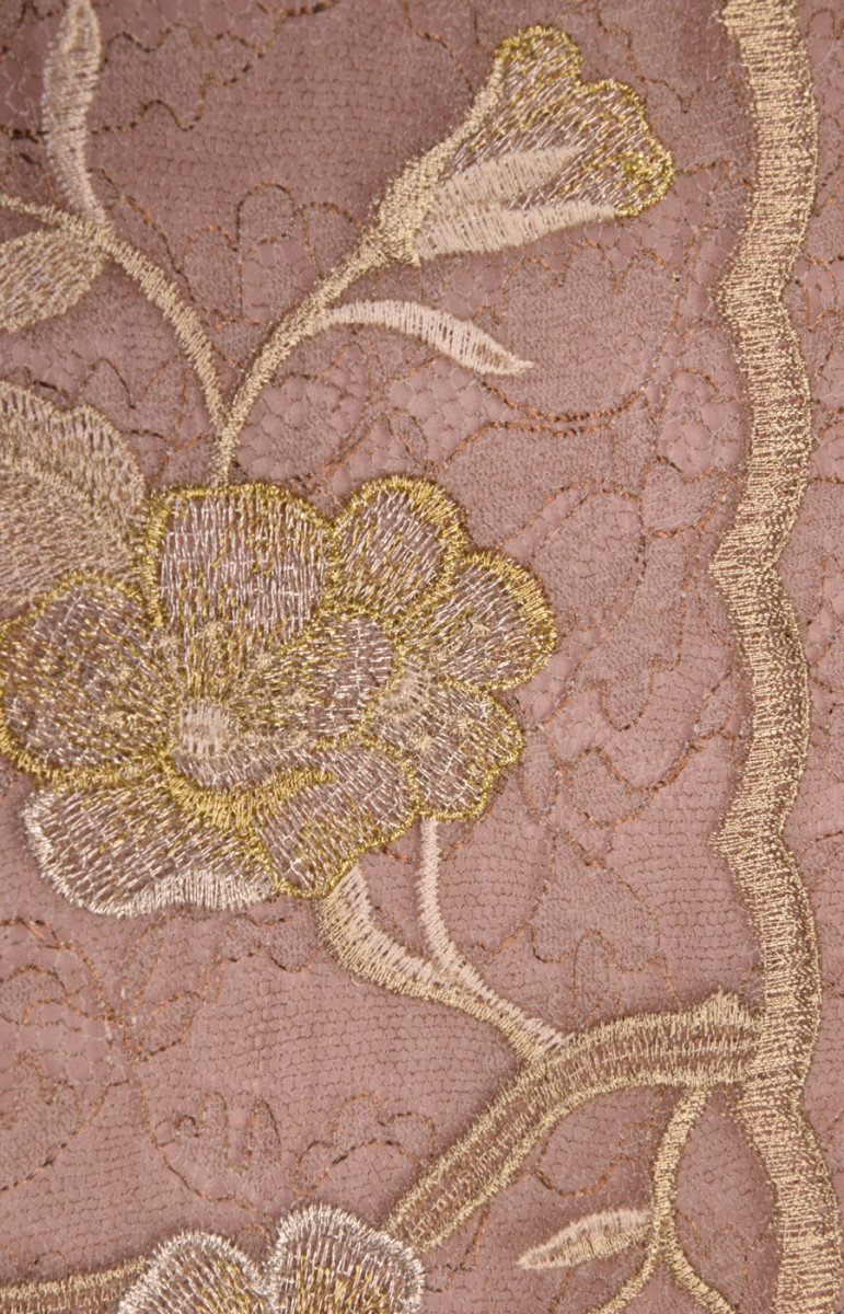 French lace on organ - pink with gold embroidery