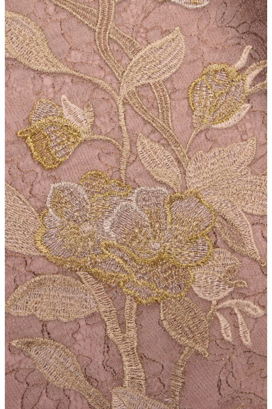 Französische Spitze auf Orgel - rosa mit Goldstickerei