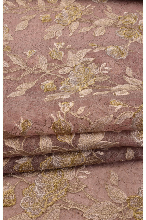 French lace on organ - pink with gold embroidery