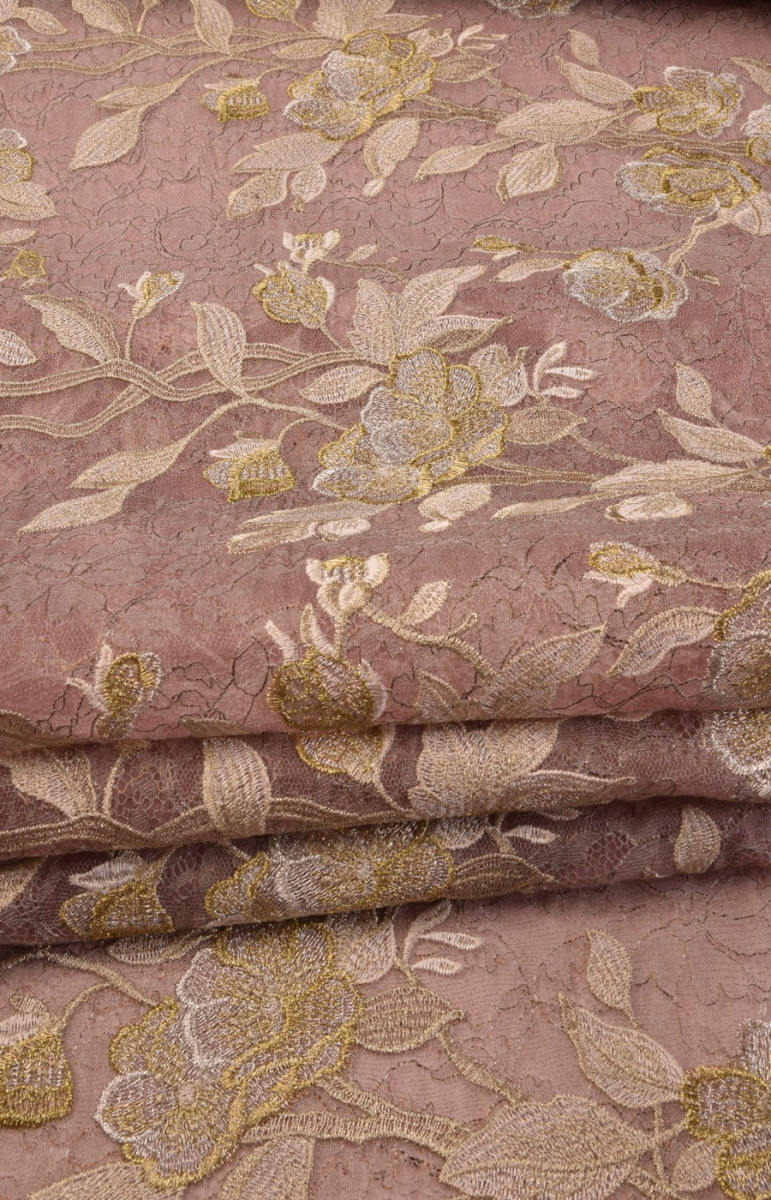 French lace on organ - pink with gold embroidery