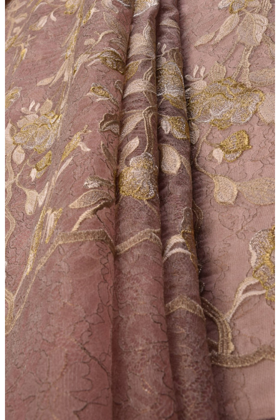 French lace on organ - pink with gold embroidery