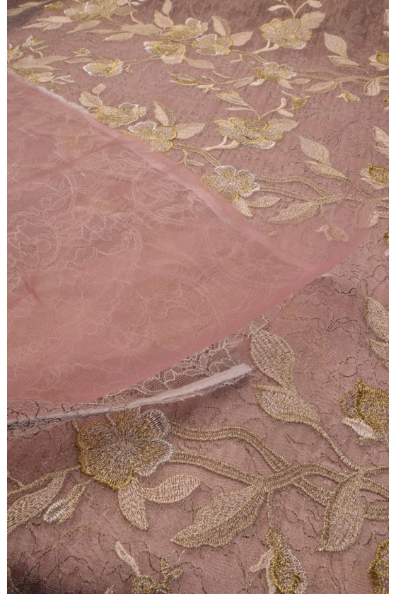 French lace on organ - pink with gold embroidery