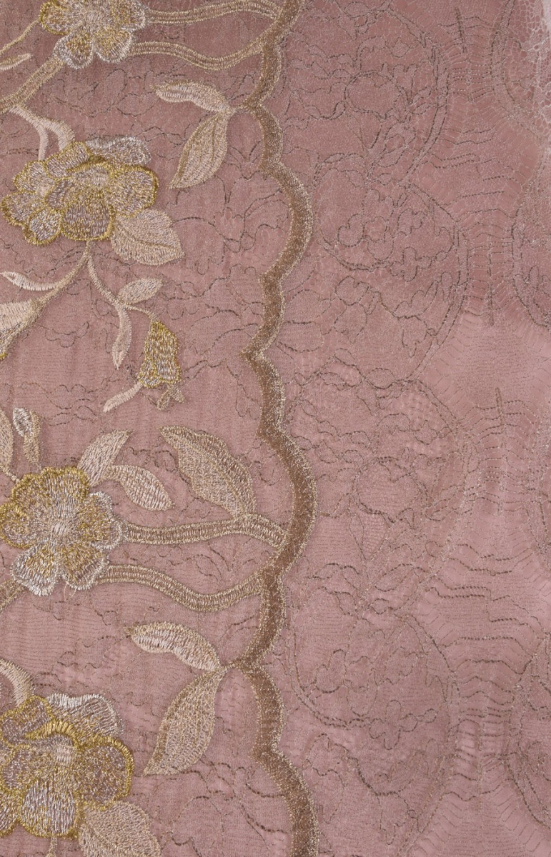 French lace on organ - pink with gold embroidery