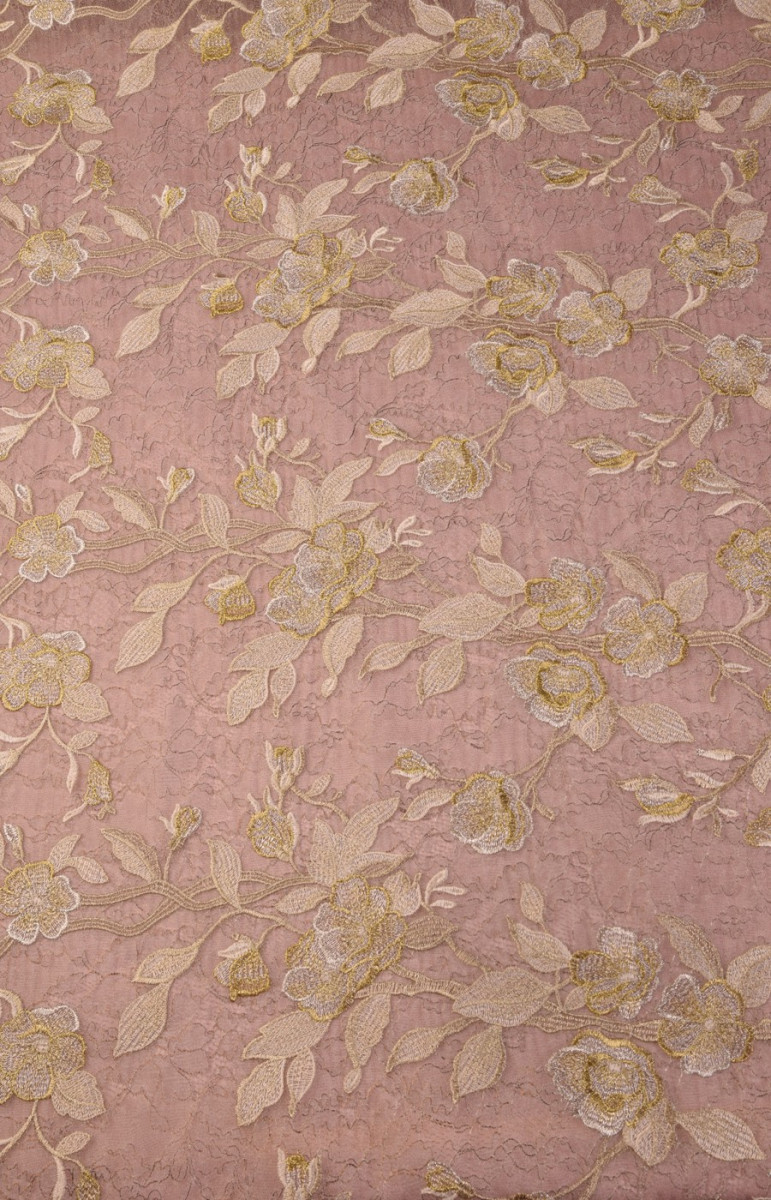 French lace on organ - pink with gold embroidery